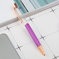 Stylo à bille flottant DIY, corps creux en métal avec paillettes, sable et décoration florale, stylo créatif pour promotions et cadeaux