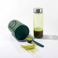 Bouteille d'eau de sport en plastique 12OZ/13OZ/16OZ avec couvercle en acier inoxydable et cuillère, idéale pour jus, lait et protéines en poudre