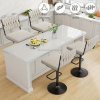 Tabourets de bar pivotants modernes, hauteur réglable, dossier tressé, base noire, revêtement en tissu pour cuisine extérieure, îlot ou bar