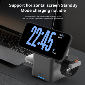 R28 XW-10 15W QC3.0 Fast Charging 3-in-1 Desktop Wireless <strong>Charger</strong> Type-C Port Self-Spinning Strong Magnetic for Earphones Smart - Product Image 5