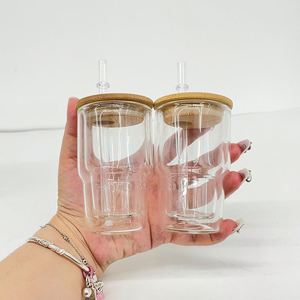 Custom LogoBulk High Borosilicate 3Oz Snow Globe Glass Tumbler Pre-Drilled Hole With <b>Bamboo</b> Lid and Straw - Product Image 4