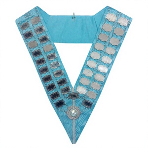 COLLIER D'OFFICIERS D'ARTISANAT MASONIQUE REGALIA AVEC CHAÎNE EN MÉTAL AVEC CHAÎNE DE BIJOUX EN MÉTAL TOUT AUTOUR DE BOULE D'ARGENT SUR FRO - Product Image 1