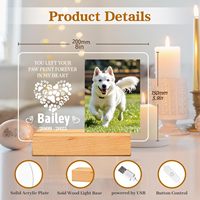 Lampe de nuit commémorative pour animaux de compagnie, lampe souvenir personnalisée avec photo, nom et dates pour les amoureux des animaux