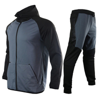 TKAN737 automne hommes à capuche manteau ample pantalon couture contraste pull course 2 pièces ensemble hommes vêtements de sport costume décontracté