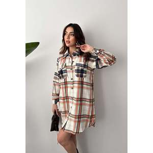 Abito a <span class=keywords><strong>Camicia</strong></span> Arancione Lavorato all'Uncinetto XL/Vintage/Elegante per Feste/Club con Maniche a Sbuffo Motivo Tinta Unita Stagione Autunnale - Product Image 4