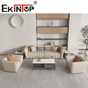 Sofa Resepsi Ekintop Laris Manis, Sofa Kantor Modern Tahan Lama, Set Furnitur Sofa Kulit 3 Dudukan - Product Image 2