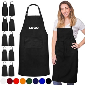 Toptan özel Logo siyah pamuk Polyester su geçirmez şef barbekü pişirme temizleme mutfak önlükleri Cafe restoranlar mutfak önlüğü - Product Image 1