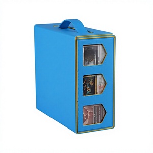 Boîte de rangement pour cartes de jeu en cuir PU bleu à trois compartiments avec fonction résistante à l'eau pour collection de cartes à collectionner - Product Image 2