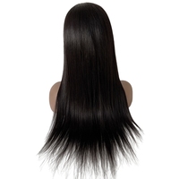 Perruques de célébrités en cheveux humains vierges brésiliens 100 % naturels, couleur noire, lisses, avec dessus en soie 4x4, perruque complète en dentelle pour femmes noires