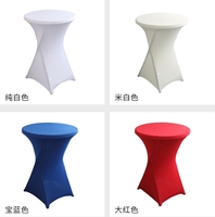 Couvertures de table de barre noires Nappe de table de barre extensible avec jupe Jupe de table de cocktail ronde