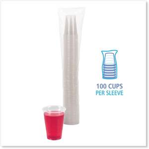 Vasos de Plástico Translúcido para Bebidas Frías Boardwalk 9oz TRANSCUP9PK, Paquete de 100 con Tapas, Ecológicos, para Fiestas, con Logotipo Personalizado, PP+PS - Product Image 1