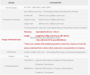 Shineho เครื่องตัด <span class=keywords><strong>norimaki</strong></span> Cutter600-2400ชิ้นต่อชั่วโมงตัด <span class=keywords><strong>norimaki</strong></span> - Product Image 2