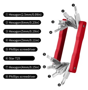 Ensemble d'outils portables multifonctionnels 8-en-1, <span class=keywords><strong>clé</strong></span> hexagonale pliable, <span class=keywords><strong>clé</strong></span> pliable pour le cyclisme - Product Image 1