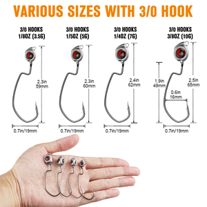 스윔베이트 지그헤드 <span class=keywords><strong>3</strong></span>.5g 5g 7g 10g 3D 눈 모양 무게추 부착 2배 강력한 훅 고탄소강 낚시 강물 민물 낚시 배스 낚시 - Product Image 2