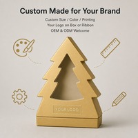 Caja de Regalo Personalizada en Forma de Árbol de Navidad, Color Dorado Mate, con Ventana de Acetato, Suministro Directo de Fábrica al por Mayor para Venta al por Menor y Regalos