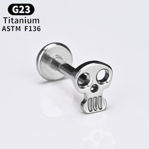 Gioielli per Piercing in Titanio ASTM F136 con Filettatura Interna a Forma di Teschio 16G 8mm Punk per Helix Labbra Orecchie - Product Image 1