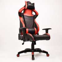 Chaise de bureau pour ordinateur portable à hauteur réglable pour adultes, dossier haut, cuir noir et rouge, chaise ergonomique pour jeux