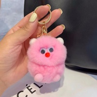 Porte-clés pendentif boule de fourrure monstre mignon, breloque de sac en peluche tendance style Instagram, en forme d'animal, cadeau d'anniversaire parfait