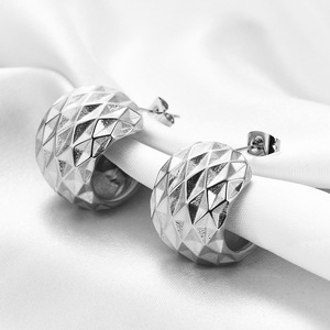 Geometric <b>Huggie</b> Earrings 11mm Stainless Steel Gold <b>Silver</b> Everyday Wear - Product Image 3
