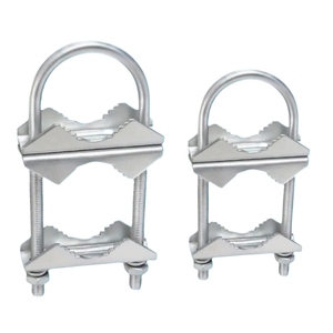 Pince de mât d'antenne double Mâchoire en V Support de montage Boulons en U Collier de serrage de tuyau à tuyau 2 jeux pour antenne CB extérieure - Product Image 2
