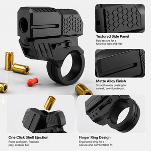 Pistolet jouet anti-stress en alliage noir mat avec éjection de douilles, pistolet à balles souples pour garçons, idéal pour l'extérieur - Product Image 3