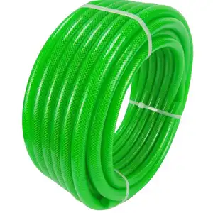 Tuyau flexible renforcé de l'eau tressée par vert simple de PVC esprit de 100 pi pour des machines industrielles