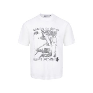 Camiseta Blanca con Estampado Gráfico, Cuello Redondo, Manga Corta, de Algodón, Estilo Urbano para Hombre - Product Image 3