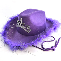 Cappello da Cowboy Occidentale Rosa con Luci LED Lampeggianti per Halloween, Natale, Festival, Cosplay e Feste