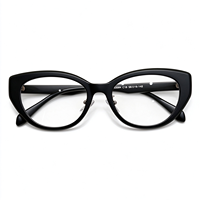 MX-52064 Lunettes de soleil œil de chat noires mates de luxe françaises, montures optiques rétro pour femmes, anti-lumière bleue, lunettes de créateur en gros