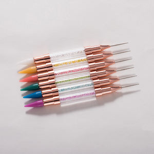 Ручка для дизайна ногтей GUYO с двойной головкой, розовое золото, стразы для маникюра, инструменты для точечного маникюра, восковая ручка для точечного маникюра - Product Image 5