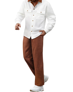 Nouveau costume classique pour <span class=keywords><strong>homme</strong></span> en 2 pièces. Pantalon et t-shirt. Couleur unie à manches longues. Pour les fêtes et les mariages. Style ethnique africain. - Product Image 3