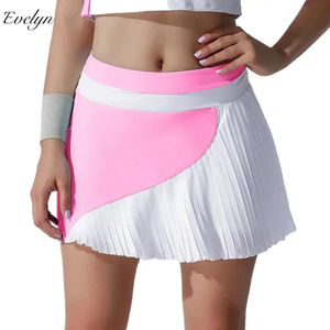 EVELYN OEM ODM gonna corta alta elasticizzata corta traspirante Anti-esposizione a vita alta contrasto di colore Yoga vestiti da Tennis gonna - Product Image 4