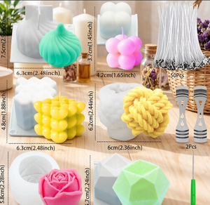 Lot de 10 moules à bougies 3D en silicone pour bougies parfumées en cire de soja, bougies en forme de bulle, savon et desserts, <span class=keywords><strong>kit</strong></span> de fabrication de bougies en forme d'aliments - Product Image 3