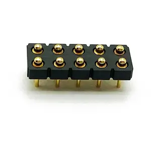 Kunden spezifischer 2,54mm Pogo-Pin-Stecker 2x5 Pin H = 1,5 Körper DIP-Typ vergoldeter feder belasteter China-Lieferant