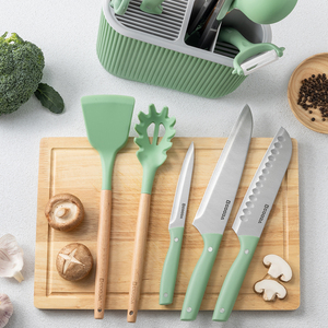 Ensemble <span class=keywords><strong>d</strong></span>'outils <span class=keywords><strong>de</strong></span> <span class=keywords><strong>cuisine</strong></span> GOODA OEM ODM, 11 pièces, couteaux en acier inoxydable, <span class=keywords><strong>ustensiles</strong></span>, bloc <span class=keywords><strong>de</strong></span> rangement en plastique, durable et éco-responsable - Product Image 2