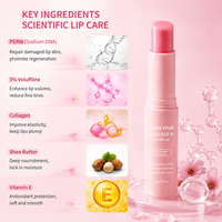 Baume à lèvres 3 en 1 multi-usages réparateur hydratant, base de maquillage, masque de nuit pour les lèvres, stick à lèvres au collagène PDRN pour les lèvres sèches et gercées