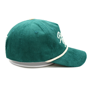 Cappello da Baseball Personalizzato con Ricamo Verde Vintage, 5 Pannelli, Chiusura Snapback, in Velluto a Coste, Morbido, con Fodera in Seta - Product Image 3