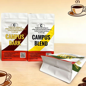 Custom Printed Square Bottom Zipper Top Moisture-Proof Stand-Up Food Grade Packaging Bags For Coffee Bean - Product Image 4
