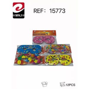 Maschere per feste MNJ, 12 pezzi, maschere per occhi colorate a tema compleanno per le celebrazioni dei bambini - Product Image 1