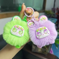 Porte-clés mignon en métal et peluche, motif champ de fleurs, ours Sweetheart, pendentif pour sac d'étudiant, cadeau pour couples