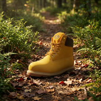 Sepatu bot kulit asli, sepatu bot keamanan kerja ankle industri, tutup jari baja anti slip, anti-statis, tahan asam