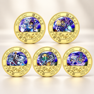 2026 Médaillon Chevalier <span class=keywords><strong>Dragon</strong></span> <span class=keywords><strong>Ailé</strong></span> du Ciel, Cinq Motifs <span class=keywords><strong>de</strong></span> Cartes Anime, Boîtier en Acrylique Plaqué Or - Product Image 1