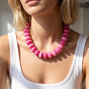 Collar de Cuentas de Plástico Hecho a Mano Estilo Bohemio en Colores Pastel, Collar de Cuentas de Resina Acrílica Gruesas y Coloridas, Joyería de Playa para Mujer - Product Image 4