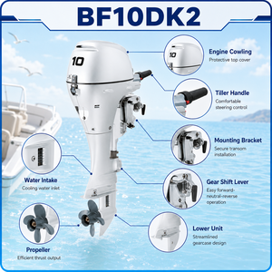 Moteur marin à essence BF10DK2 10hp monocylindre et bicylindre pour bateau pneumatique, bateau de pêche et bateau de patrouille - Product Image 1