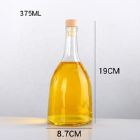 Bouteille de vin en verre Big Belly 375 ml, bouteilles de liqueur en verre transparentes vides, bouteilles de whisky, de vodka, de vin de fruits avec bouchon en liège scellé