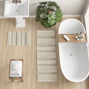 La alfombra de baño de la raya de la textura tejida de DB 22 "W X 58" L mejora la estética del baño - Product Image 1