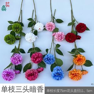 Fleurs de chrysanthème artificielles, couleurs mélangées, en soie, décorations de mariage réalistes - Product Image 5
