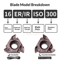 16IRER AG55 60 Carbide Threading Insert 100 to 300 Pitch CNC Lathe Tool for Internal External Thread Stainless Steel Finishing