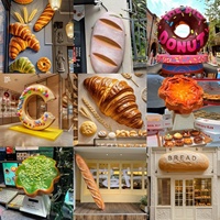 Internet-Berühmte Tür-Gigant-Simulation: Brot-Skulptur, Donut, Eierkuchen aus Fiberglas – Moderne Design-Gebäudeeingangsdekoration