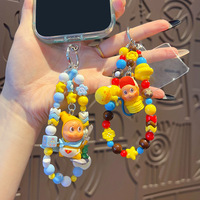 Accessoire de sac DIY : Petit pendentif en forme d'étoile, figurine de poupée, décoration de porte-clés, chaîne de téléphone portable perlée, style dessin animé tendance